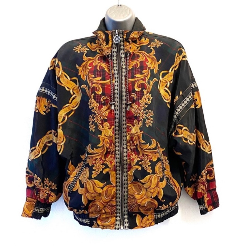 90s Vintage Baroque Bomber Jacket Size Small - Picture 2 of 7